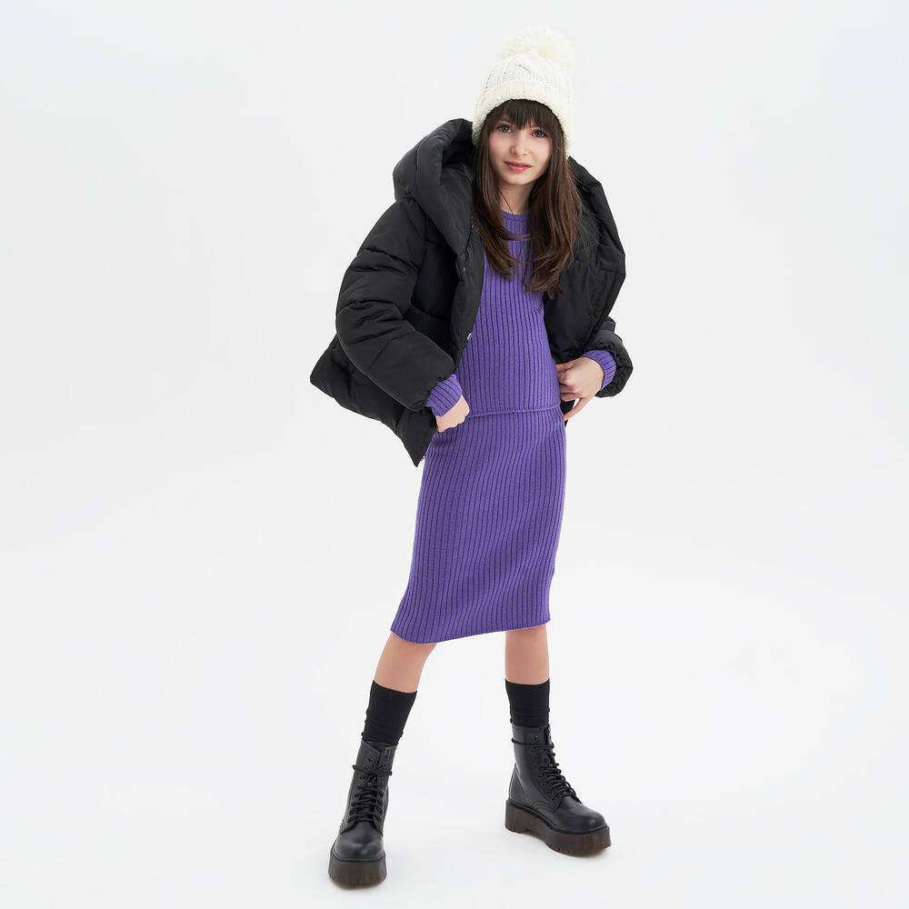 iDO Для младших-Черный пуховик с капюшоном | Childrensalon Outlet