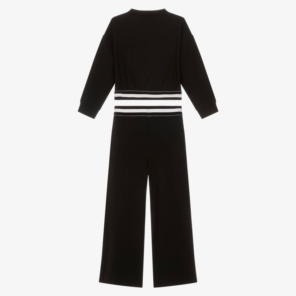 iDO-Girls Black Jersey Tracksuit with Slogan Print | Childrensalon Outlet