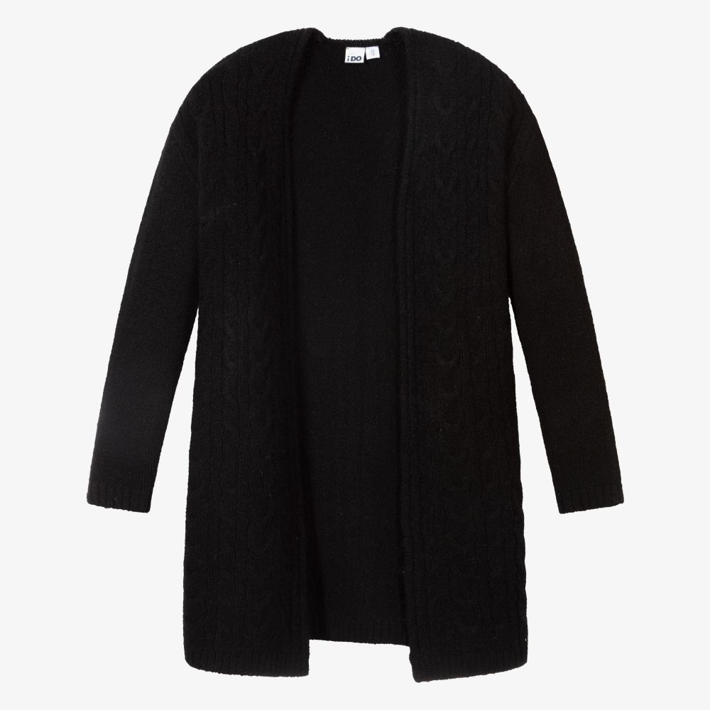 Girls Black Long Cardigan