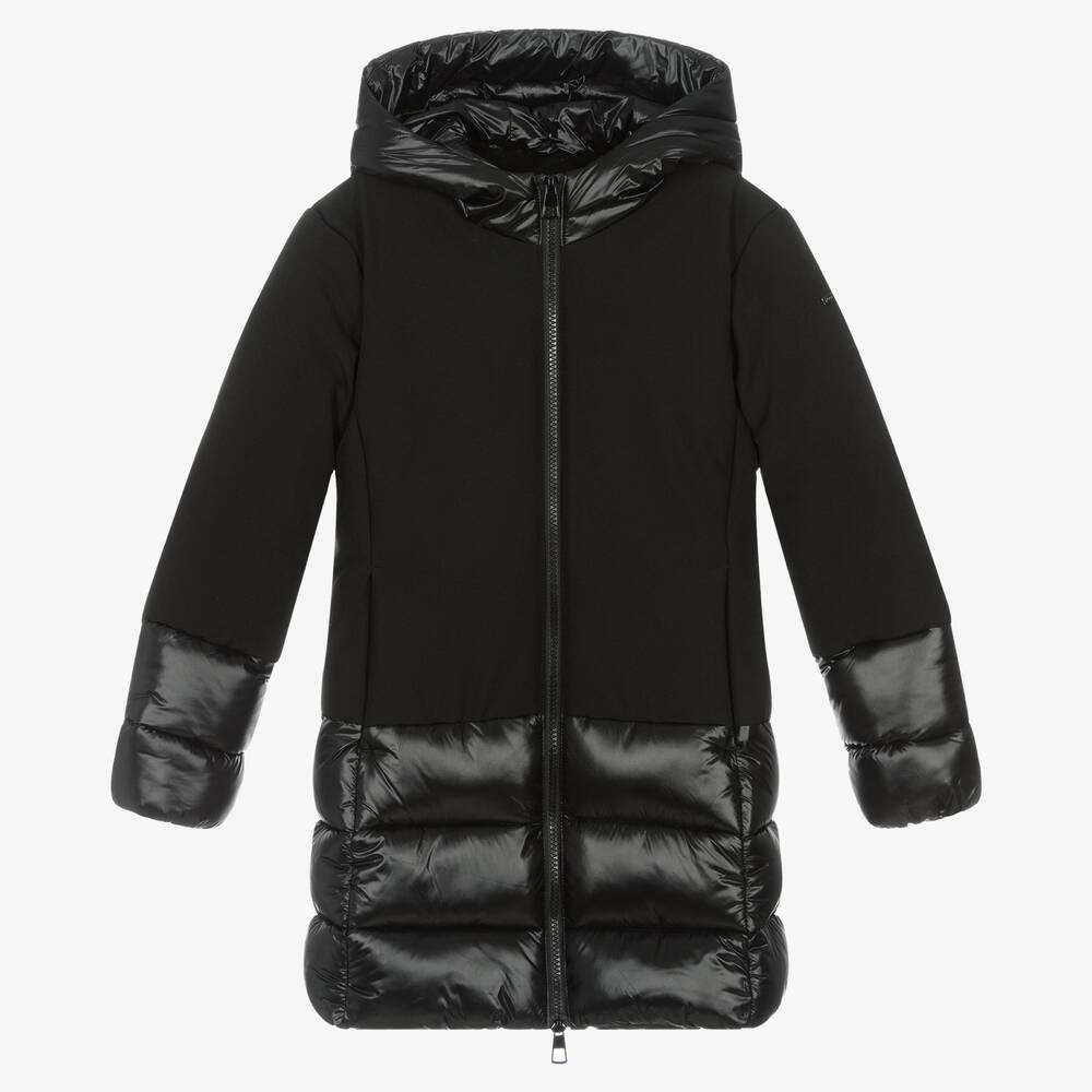 iDO Junior - Черное утепленное пальто для девочек | Childrensalon