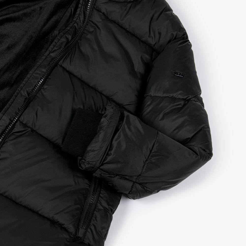 iDO-Girls Black Padded Puffed Coat with Belt | Childrensalon Outlet