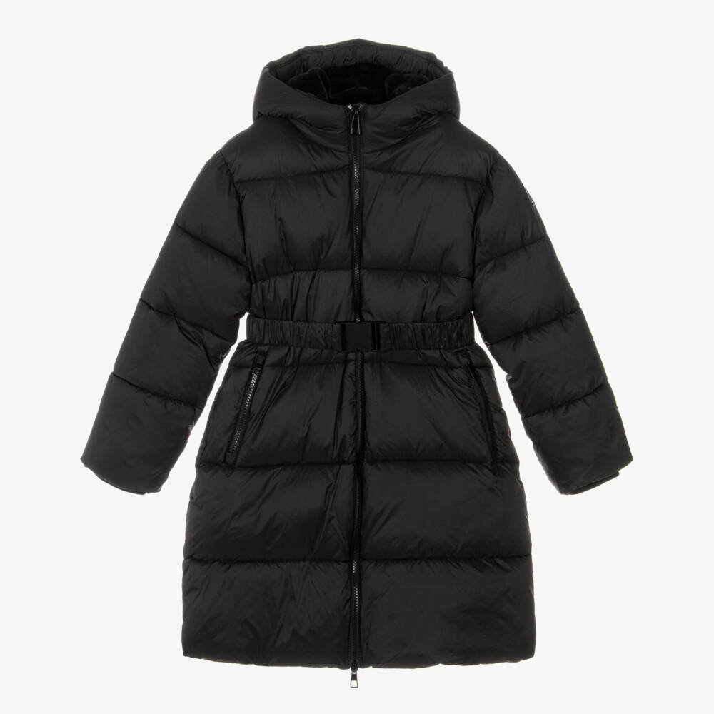 iDO-Girls Black Padded Puffed Coat with Belt | Childrensalon Outlet