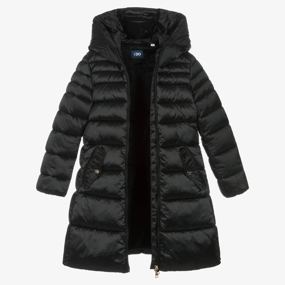 iDO Junior Girls Black Padded Puffer Coat Childrensalon Outlet