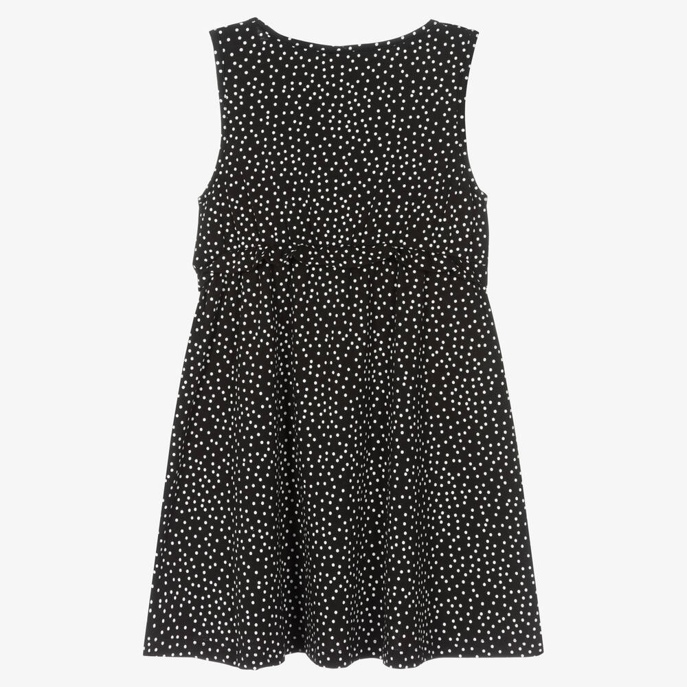 iDO Junior-Girls Black Polka Dot Cotton Dress | Childrensalon Outlet