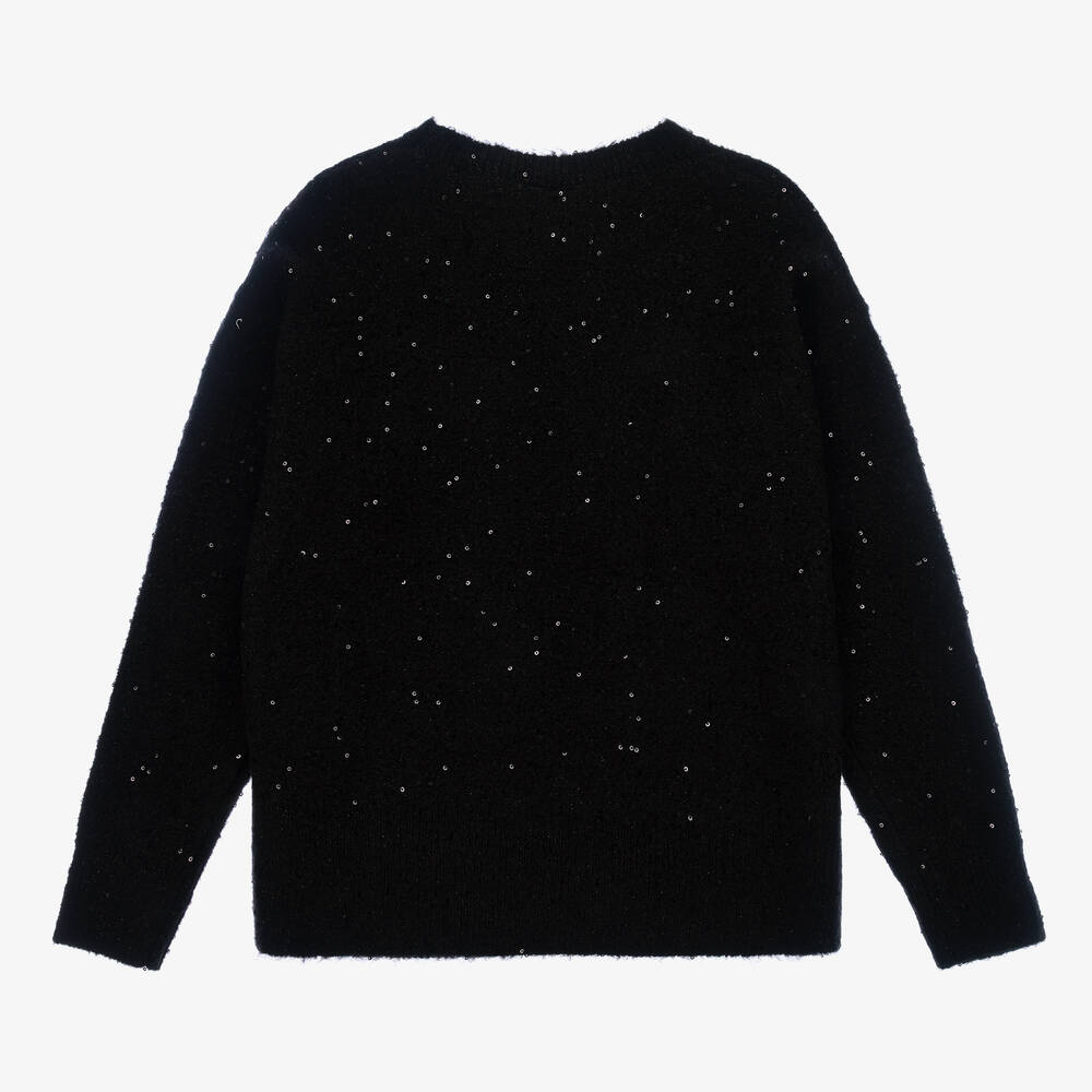IDO JUNIOR Girls Black Sequin Glitter Sweater