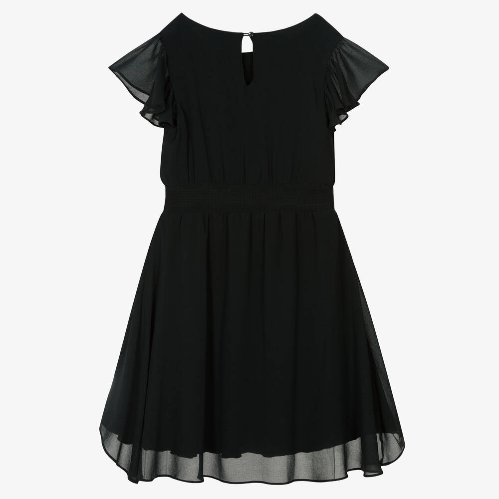 iDO Junior-فستان شيفون لون أسود | Childrensalon Outlet