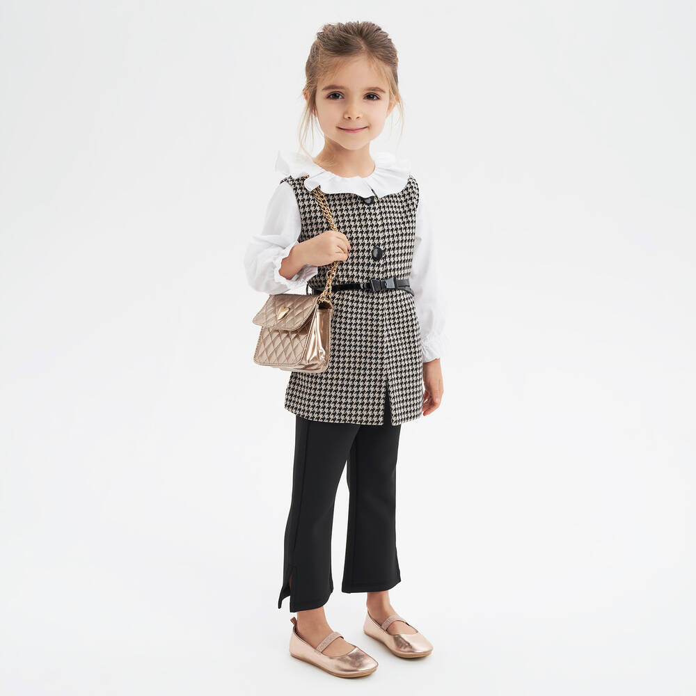 iDO Baby-بنطلون فلير نيوبرين جيرسي لون أسود للبنات | Childrensalon Outlet
