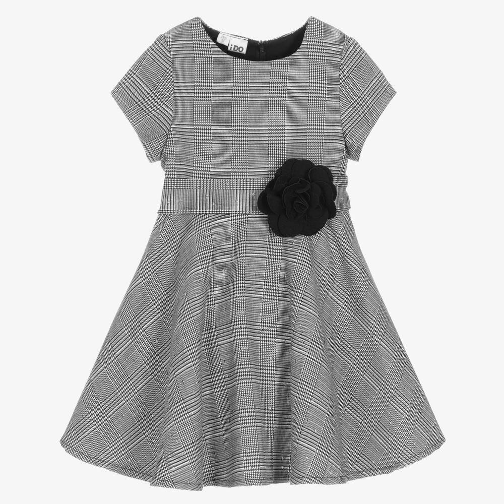 iDO Baby - Kariertes Kleid in Schwarz und Weiß (M) | Childrensalon