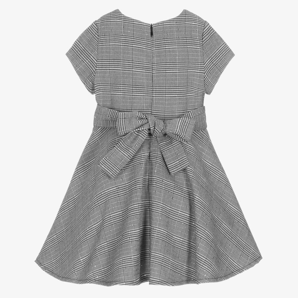 iDO Baby-فستان مزيج فيسكوز كاروهات لون أسود وأبيض | Childrensalon Outlet