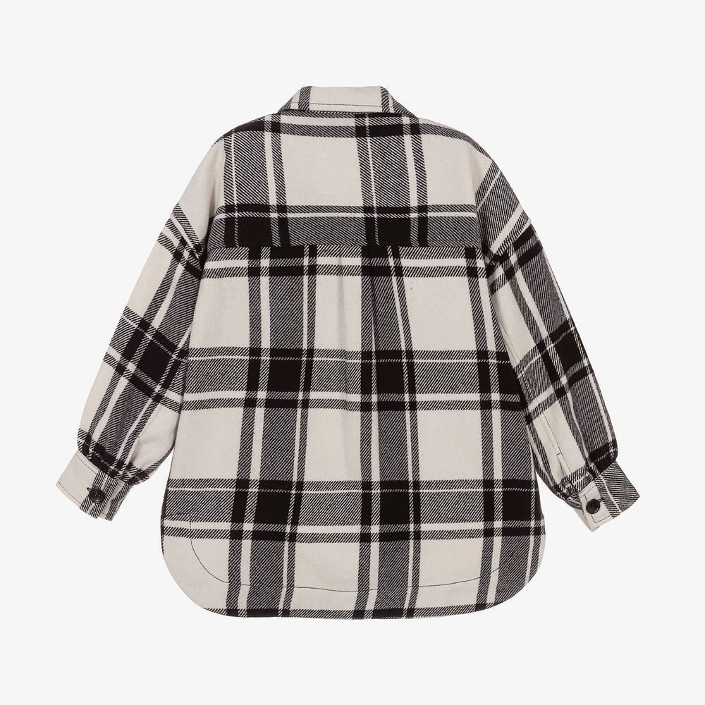 iDO Junior Girls Black White Checked Overshirt