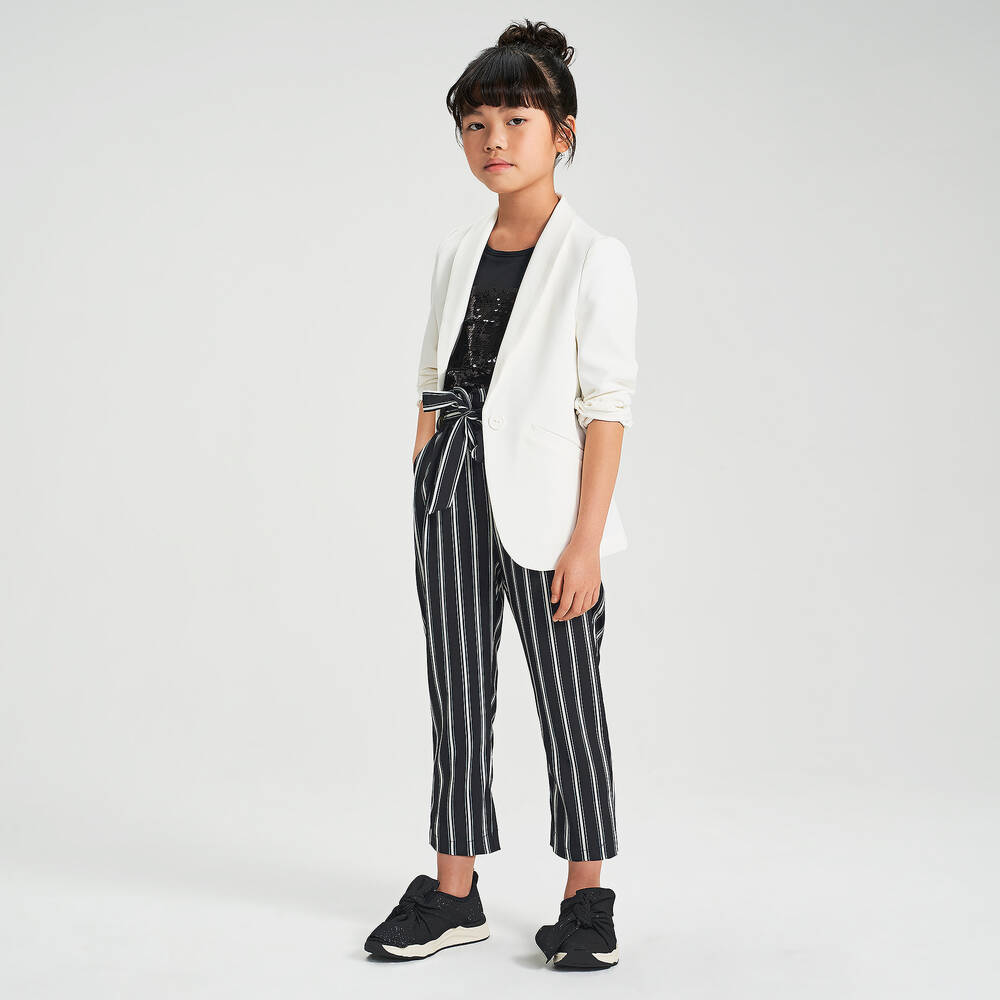 iDO Junior-Girls Black & White Trousers | Childrensalon Outlet