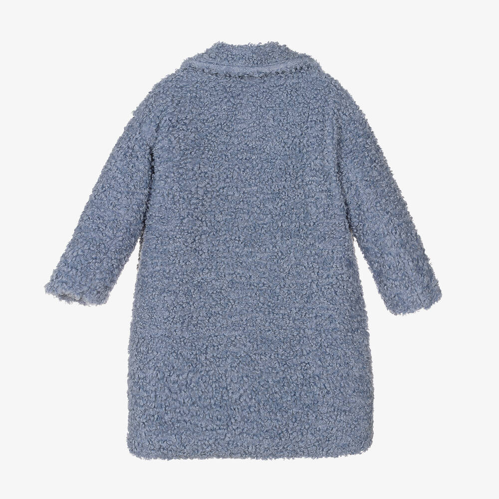 iDO Junior-Girls Blue Bouclé Coat | Childrensalon Outlet