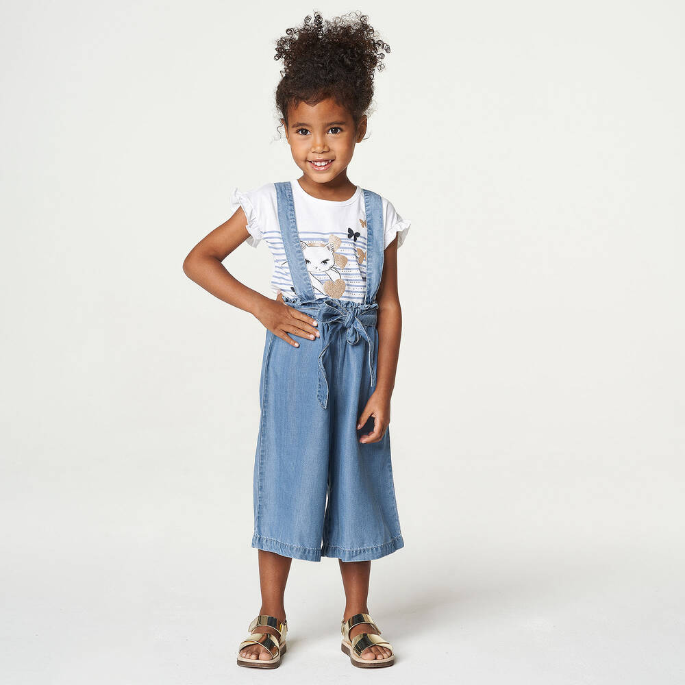 iDO Baby-Girls Blue Chambray Trousers | Childrensalon Outlet
