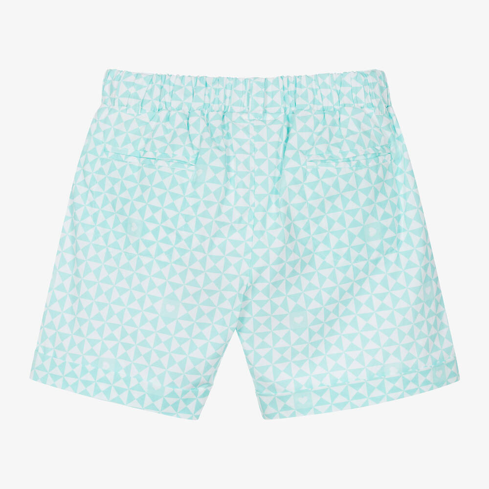 iDO Baby-Girls Blue Cotton Abstract-Print Shorts | Childrensalon Outlet