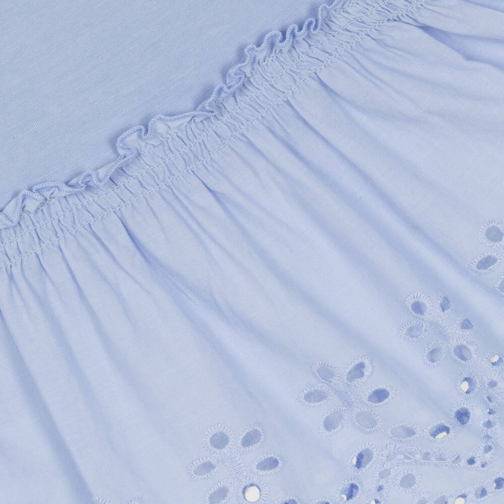 iDO Baby-تيشيرت قطن برودوري لون أزرق للبنات | Childrensalon Outlet