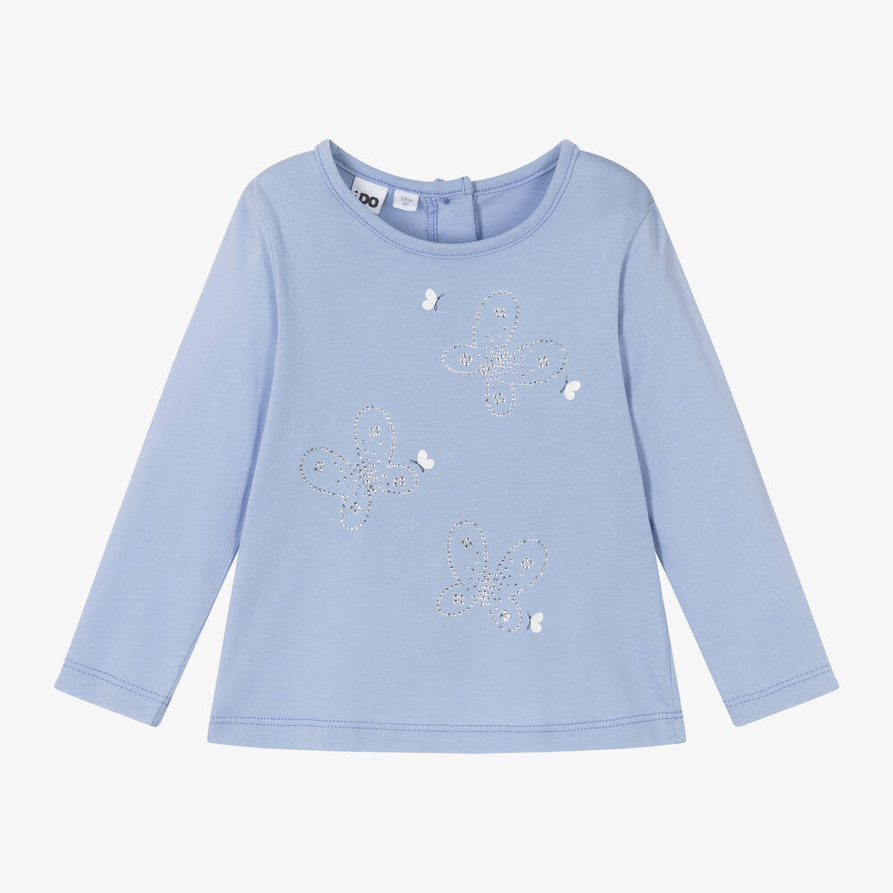 iDO Baby-Girls Blue Cotton Butterfly Top | Childrensalon Outlet