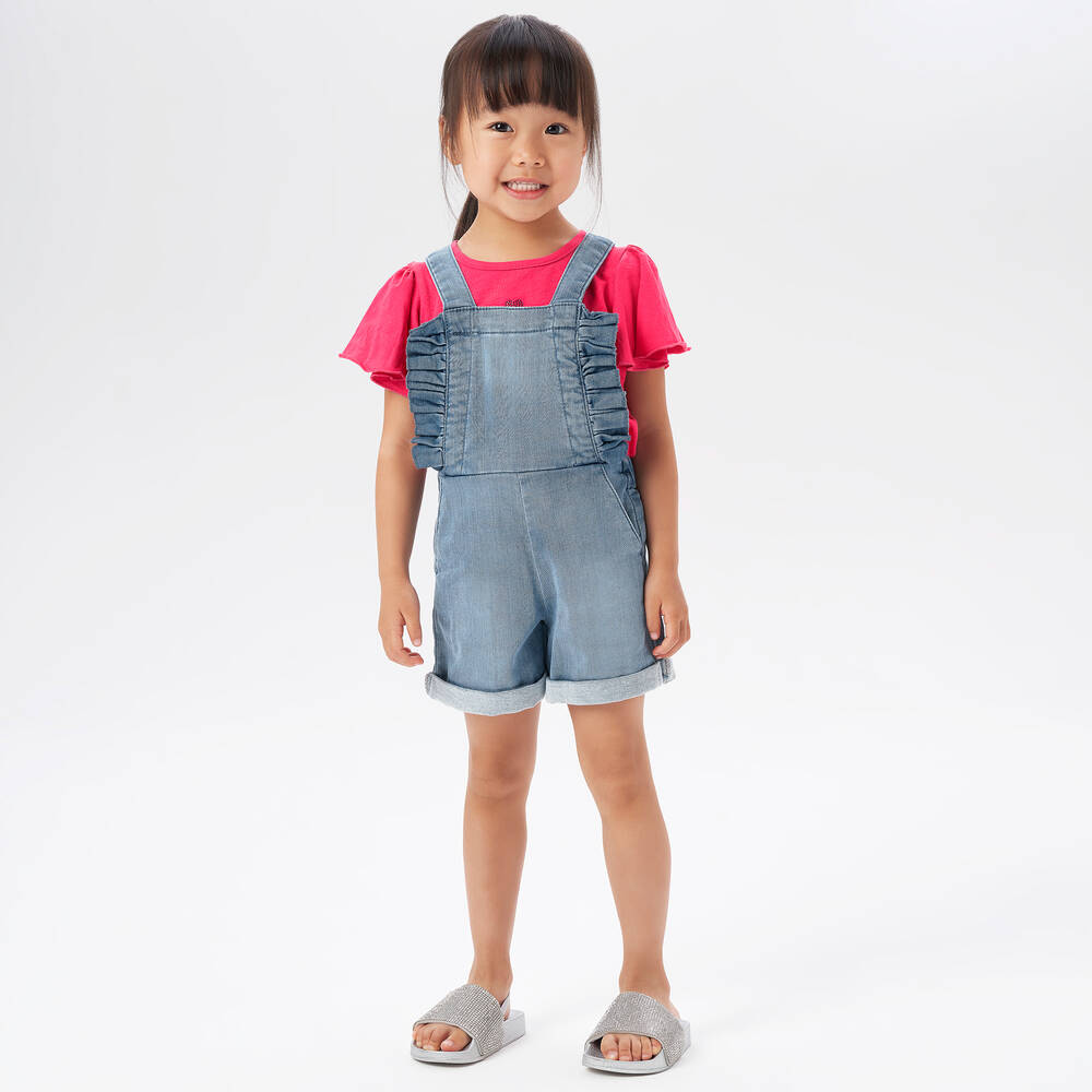 iDO Baby-Girls Blue Cotton Denim Dungarees | Childrensalon Outlet