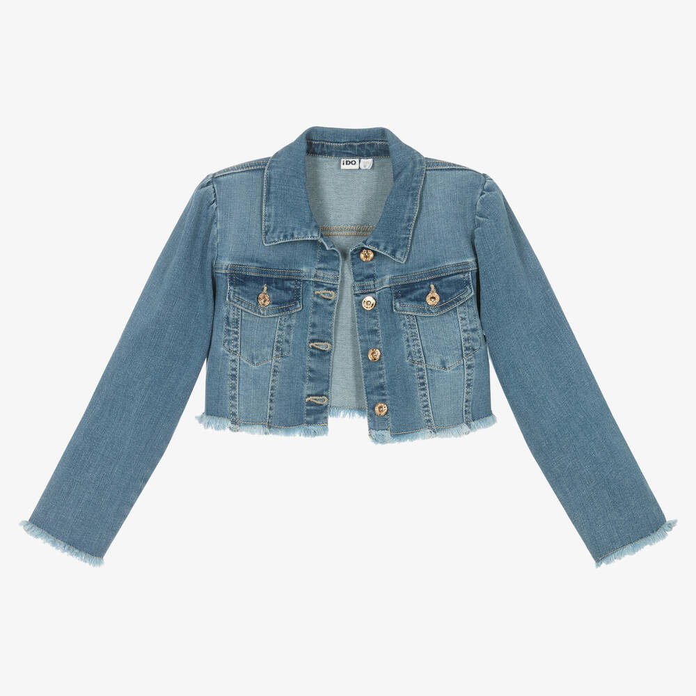 iDO Junior-جاكيت قطن دنيم لون أزرق للبنات | Childrensalon Outlet