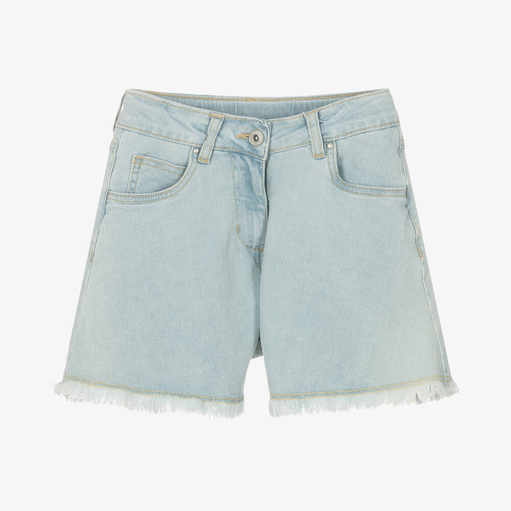 Girls Blue Cotton Denim Shorts