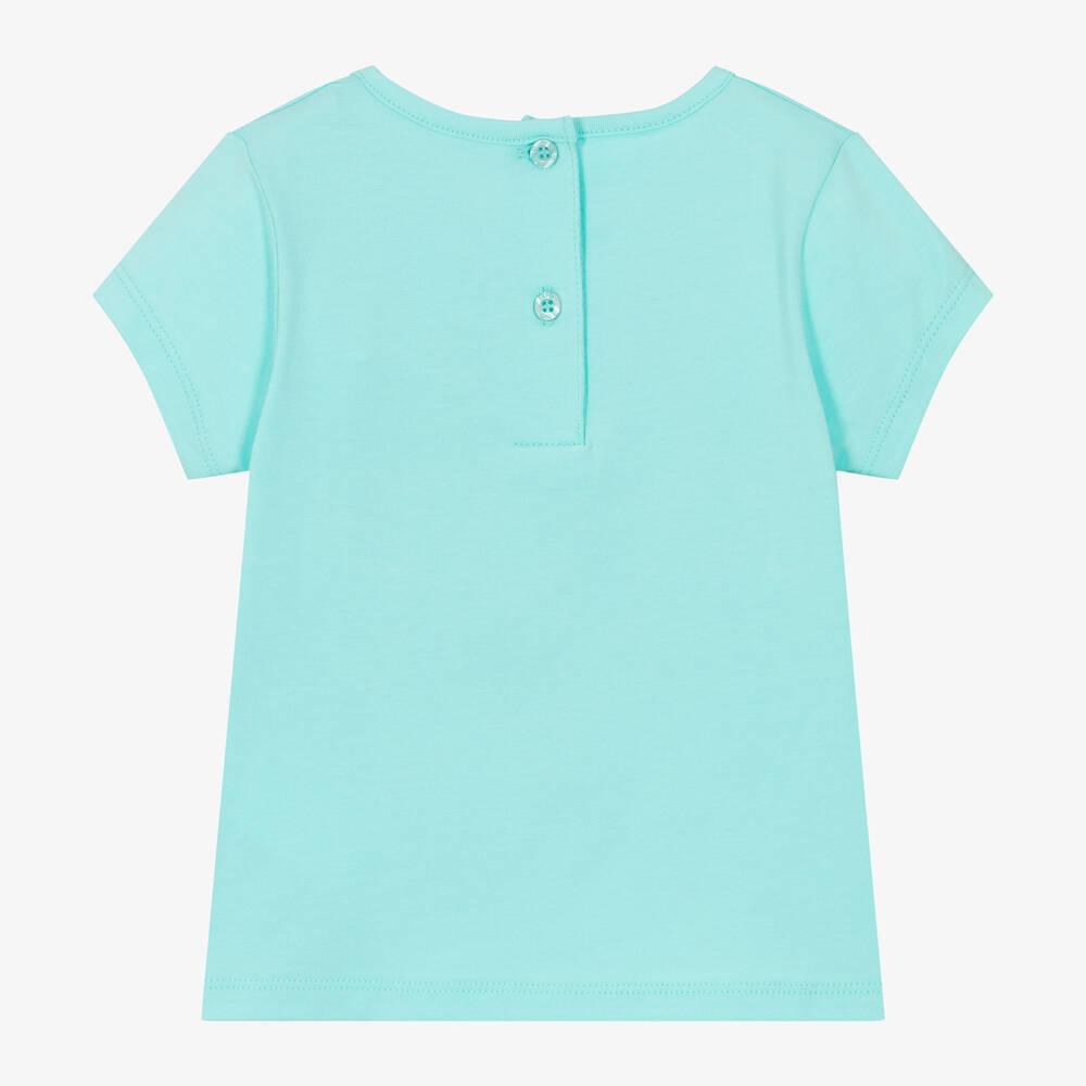 iDO Baby-Girls Blue Cotton Glitter Heart T-Shirt | Childrensalon Outlet