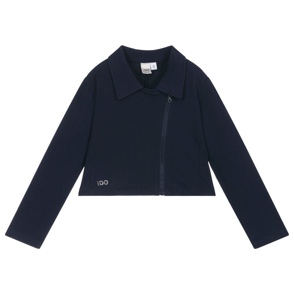 iDO Junior - Girls Blue Cotton Jacket | Childrensalon
