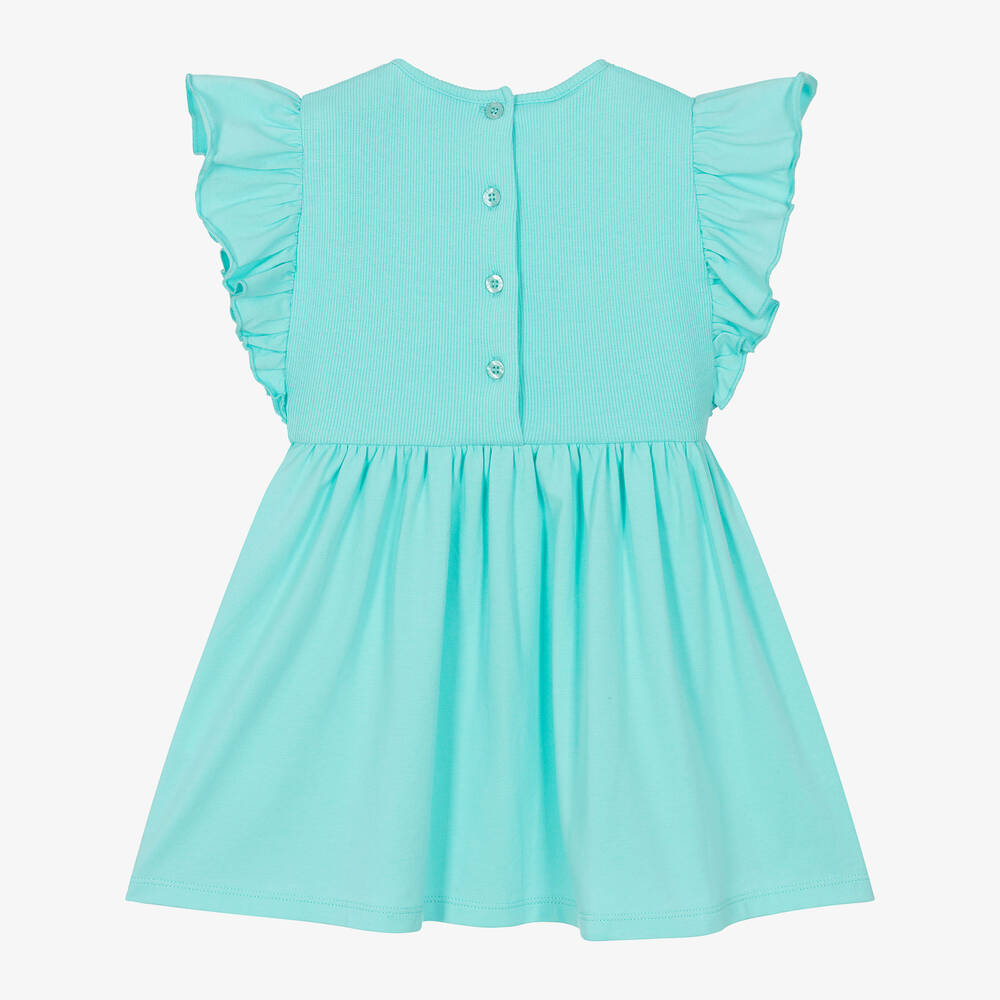 iDO Baby-فستان قطن جيرسي لون أزرق تركواز | Childrensalon Outlet