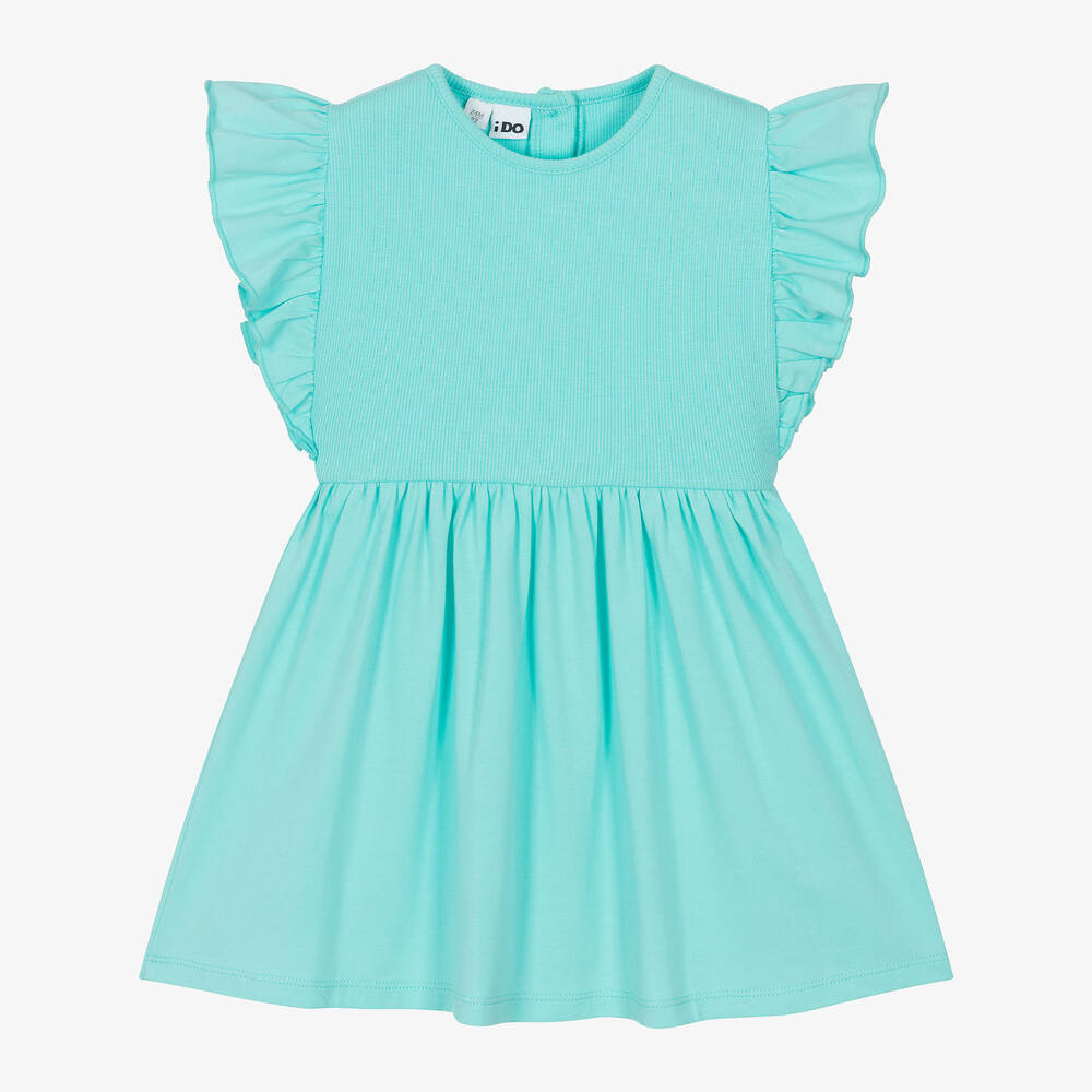 iDO Baby-Girls Blue Cotton Jersey Dress | Childrensalon Outlet