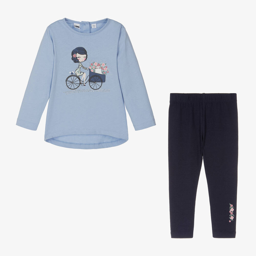 iDO Малыши-Girls Blue Cotton Leggings Set | Childrensalon Outlet