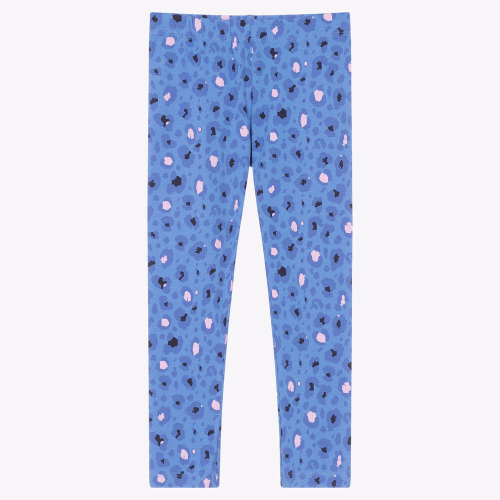 iDO Baby - Girls Blue Cotton Leopard Print Leggings | Childrensalon