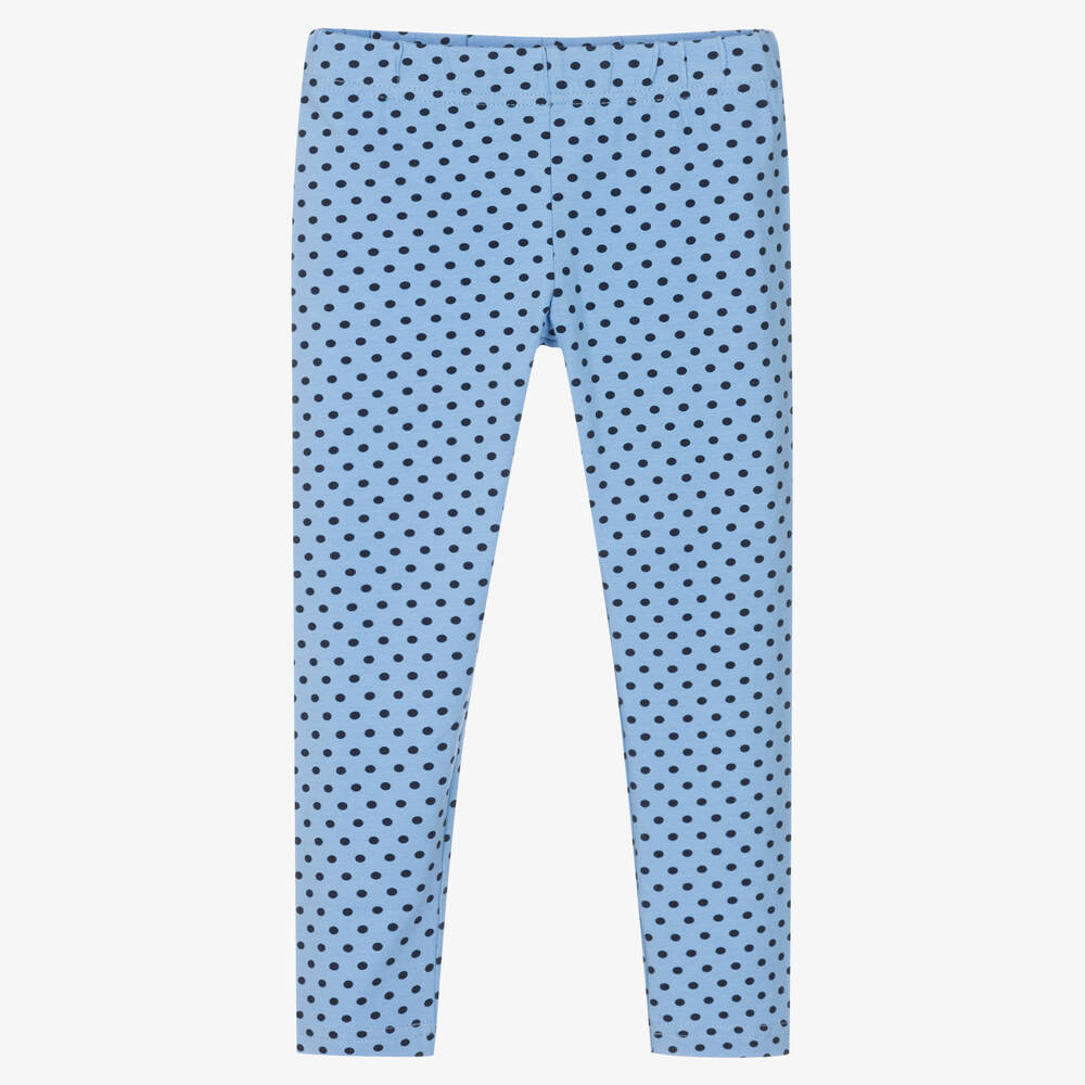 iDO Baby - Girls Blue Cotton Polka Dot Leggings | Childrensalon