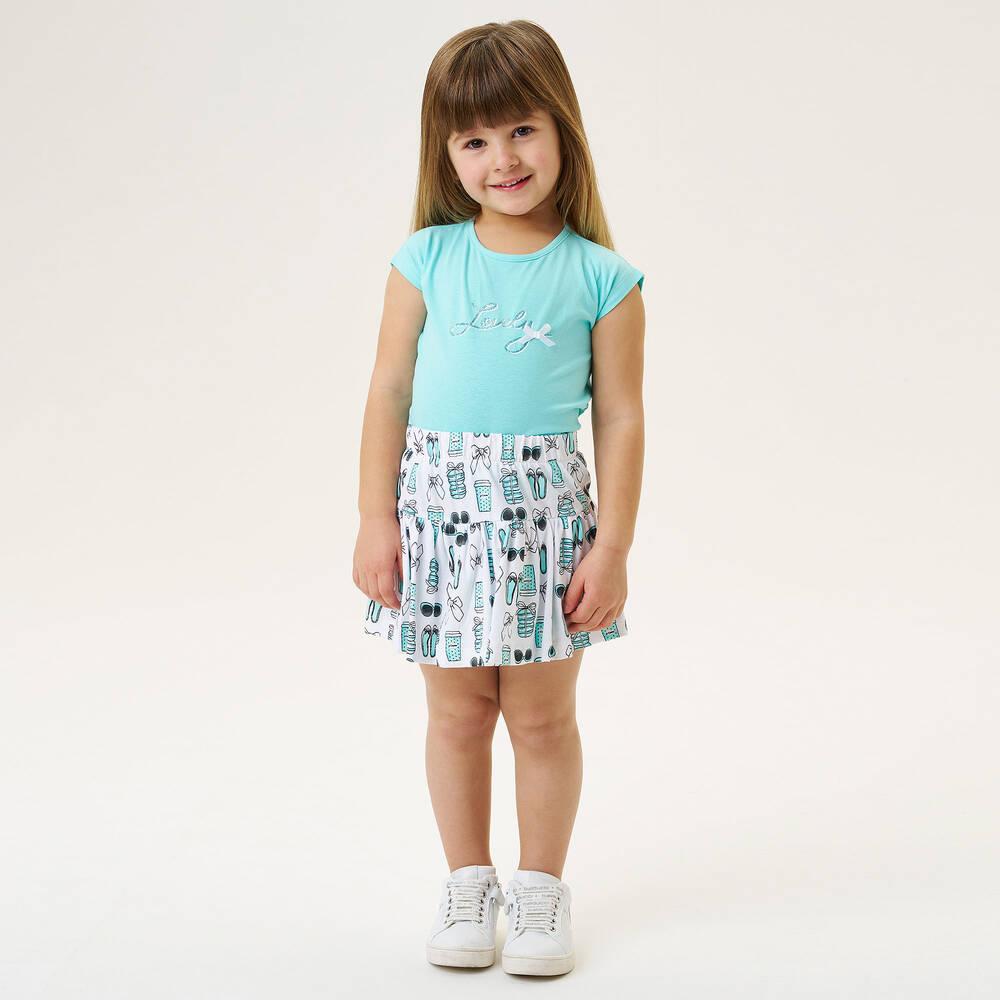 iDO Baby-Girls Blue Cotton Skirt Set | Childrensalon Outlet