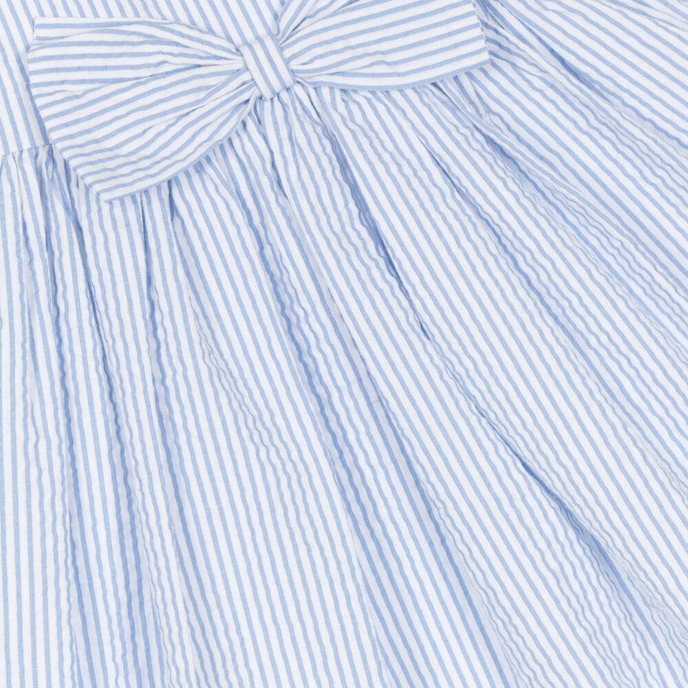 iDO Baby-Girls Blue Cotton Striped Dress | Childrensalon Outlet