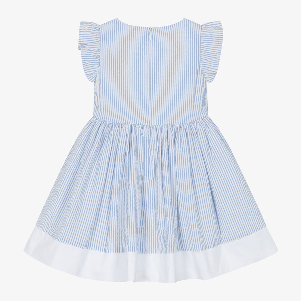 iDO Baby-Girls Blue Cotton Striped Dress | Childrensalon Outlet