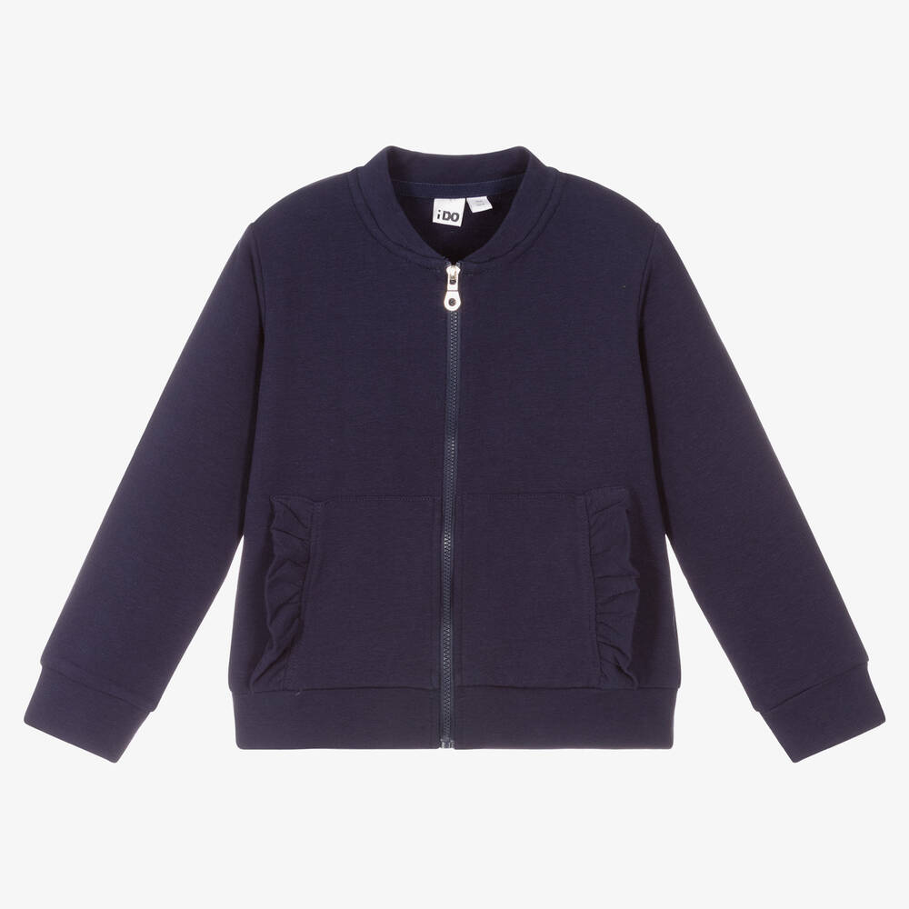 iDO Baby-Girls Blue Cotton Zip-Up Top | Childrensalon Outlet
