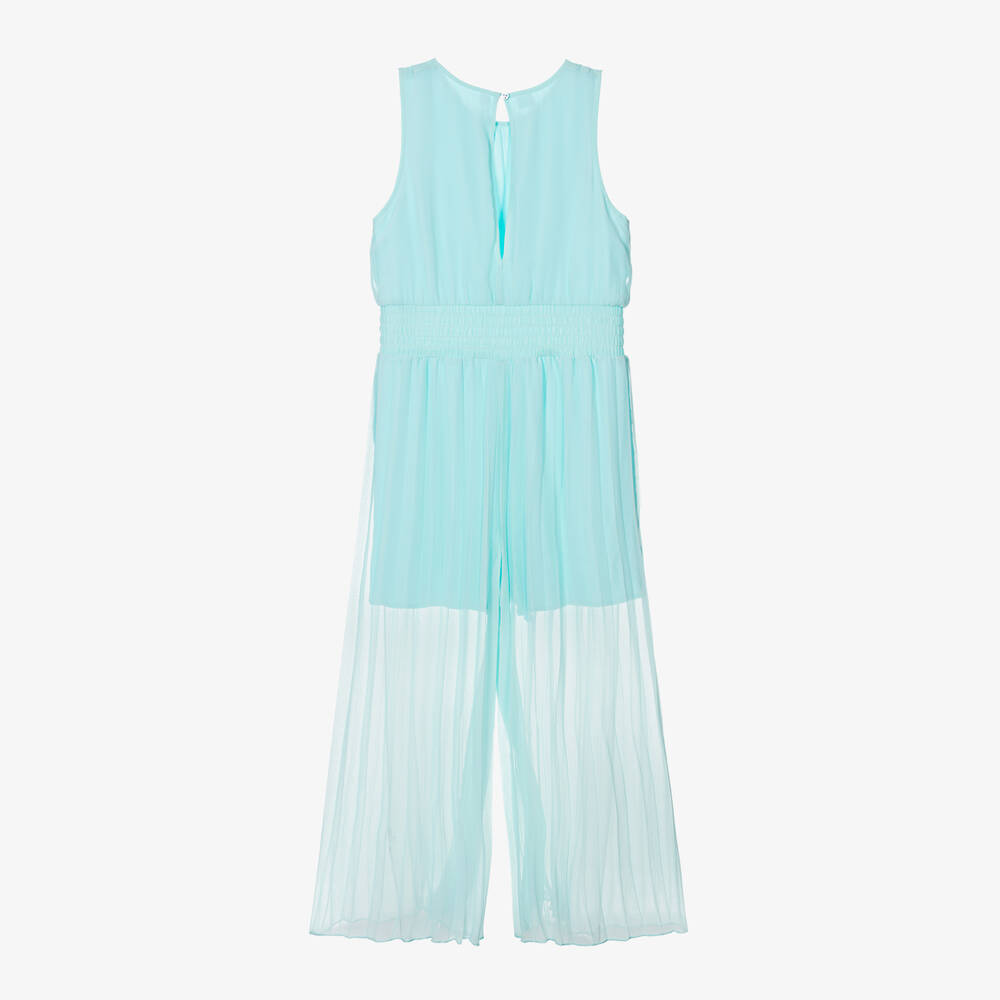 iDO Для младших-Girls Blue Crêpe Chiffon Pleated Jumpsuit | Childrensalon Outlet