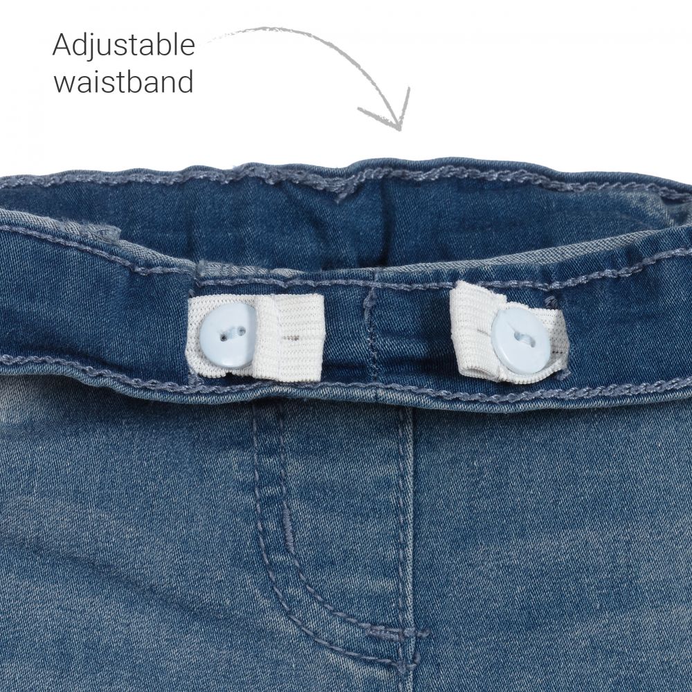 iDO Baby-جيغنغز قطن دنيم ستريتش لون أزرق للبنات | Childrensalon Outlet