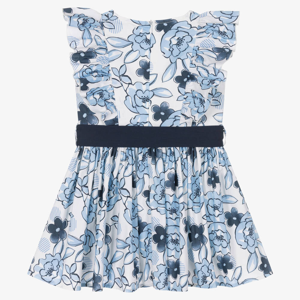 iDO Малыши-Голубое хлопковое платье с цветами для девочек | Childrensalon Outlet