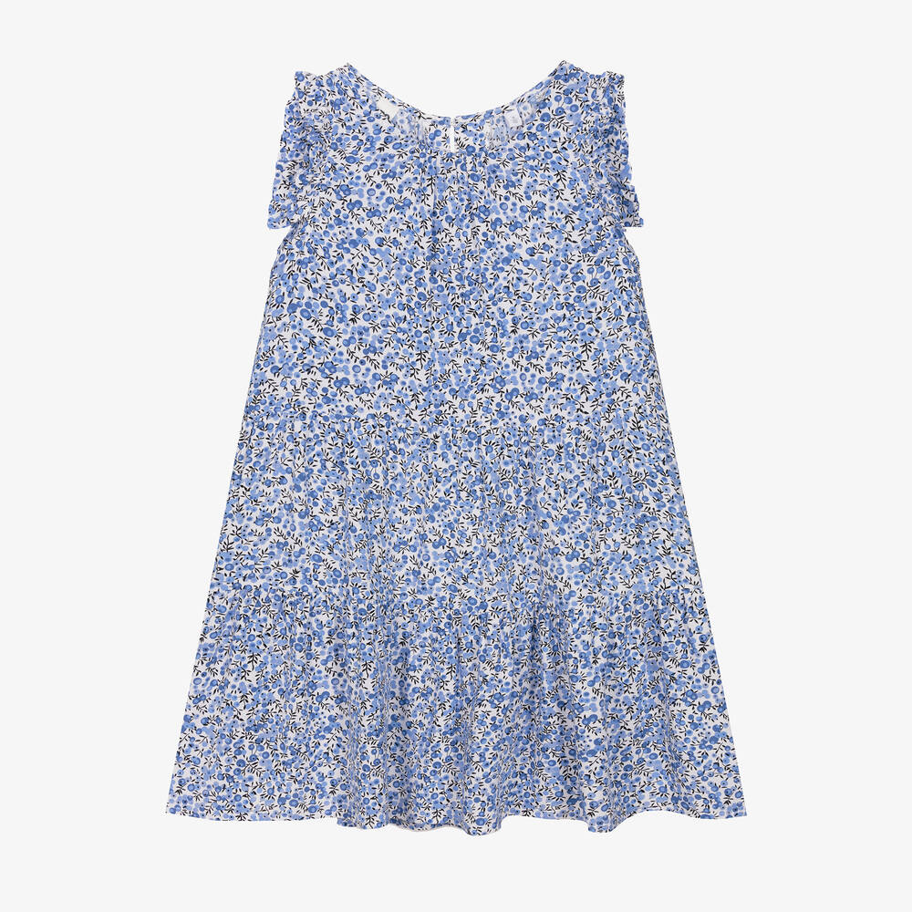 iDO Junior - Girls Blue Floral Dress | Childrensalon