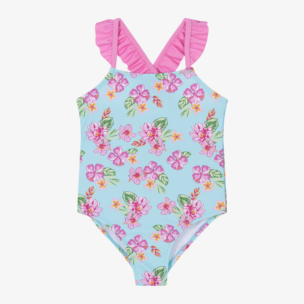 iDO Baby-Girls Blue Floral Swimsuit | Childrensalon Outlet