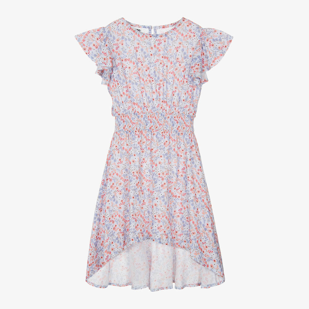 iDO Junior-Girls Blue Floral Viscose Dress | Childrensalon Outlet