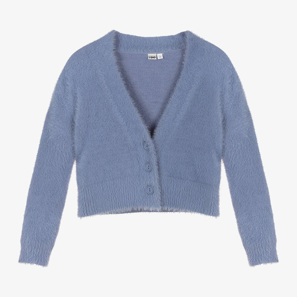 iDO Junior - Cardigan bleu en maille duveteuse | Childrensalon