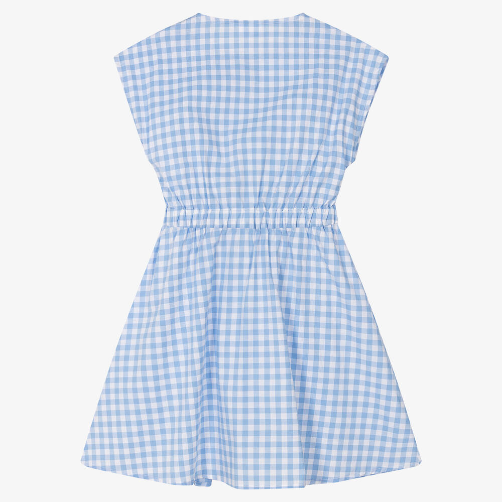 iDO Для младших-Голубое хлопковое платье в клетку | Childrensalon Outlet