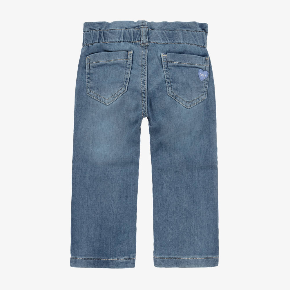 iDO Mini-Girls Blue Heart Denim Trousers | Childrensalon Outlet
