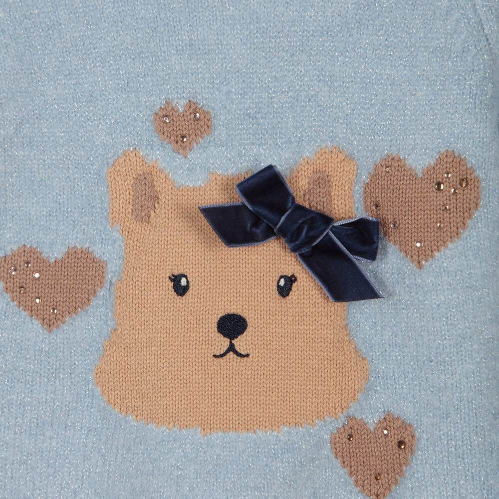 iDO Baby-Girls Blue Knitted Sweater | Childrensalon Outlet