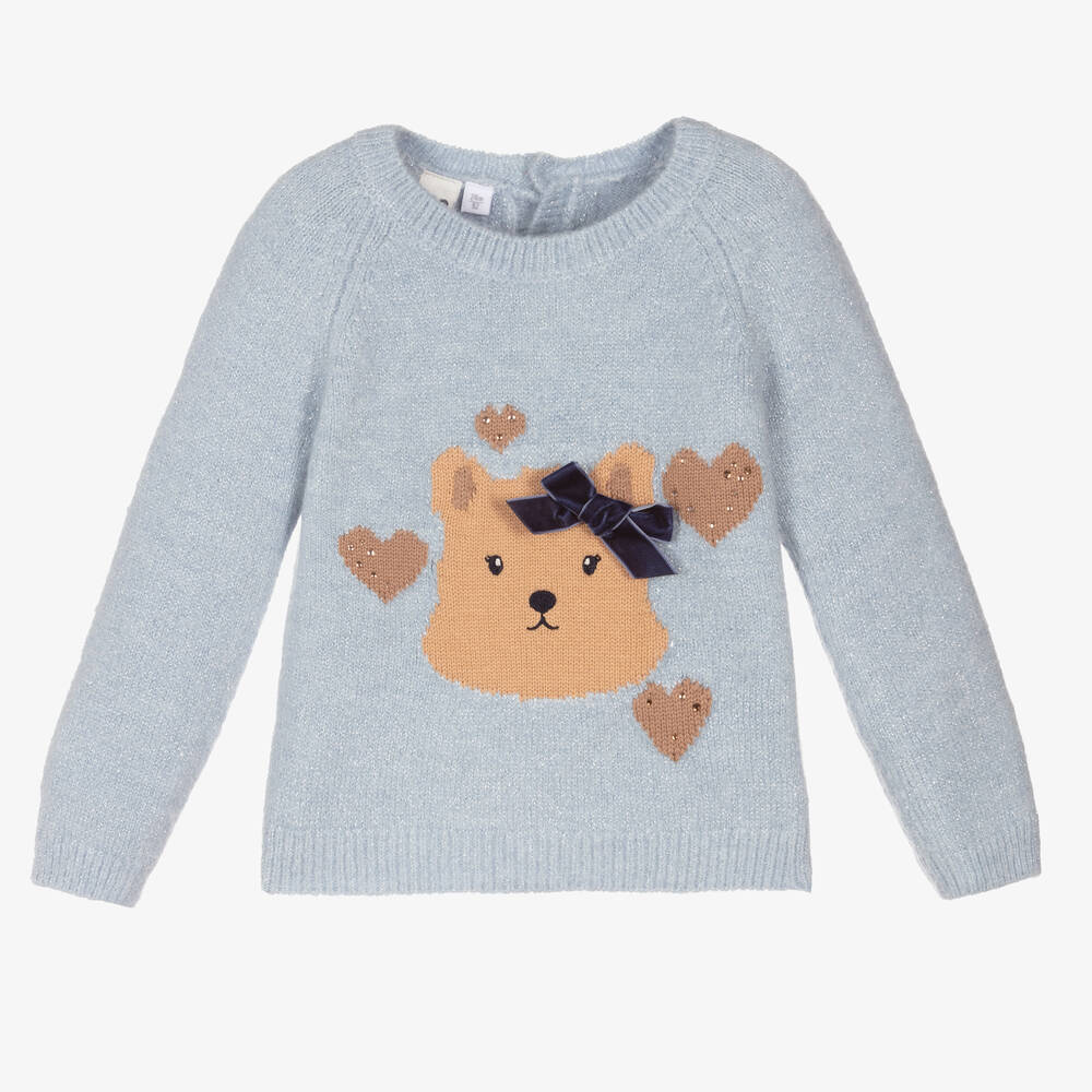 iDO Baby - Girls Blue Knitted Sweater | Childrensalon