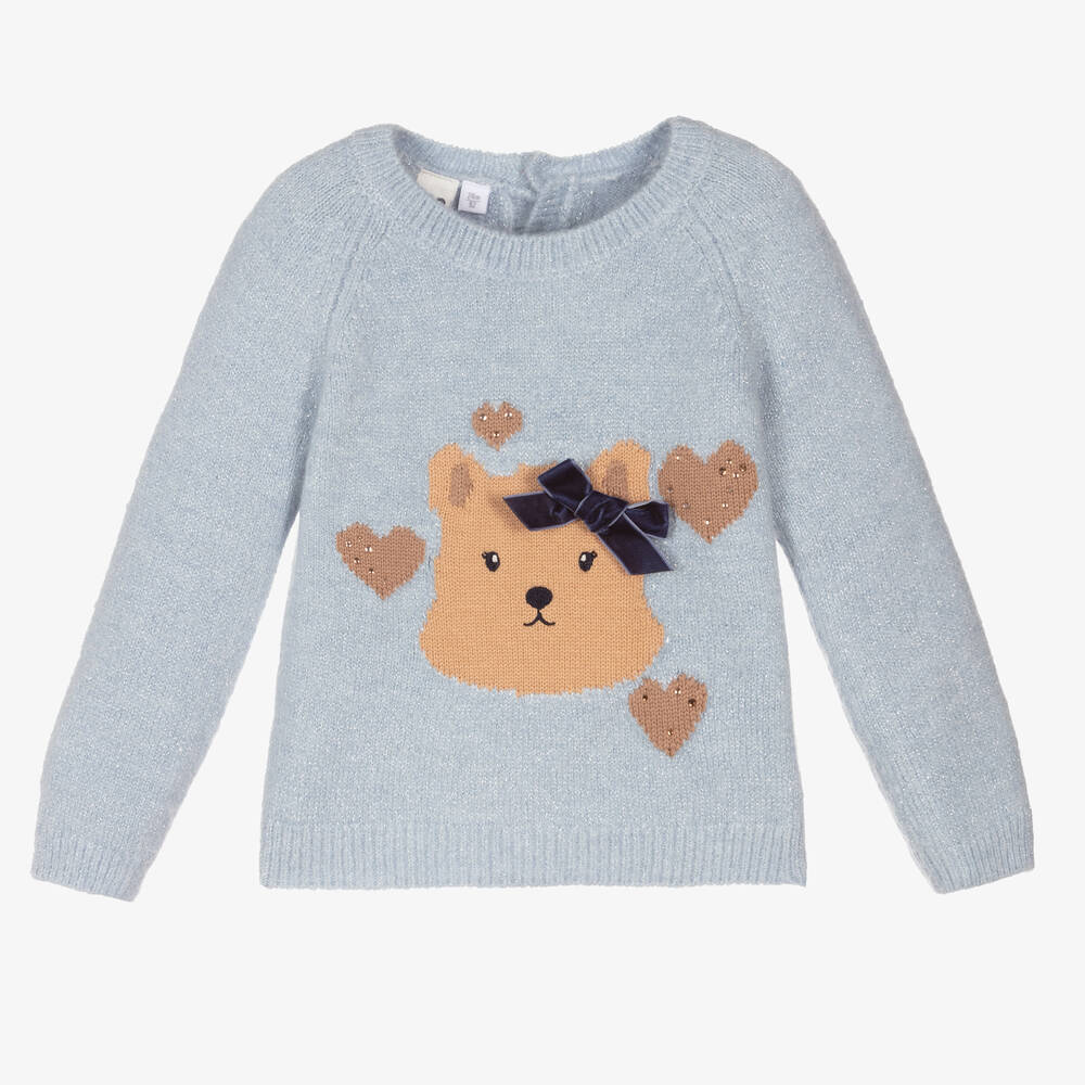 iDO Baby - Blauer Strickpulli für Mädchen | Childrensalon