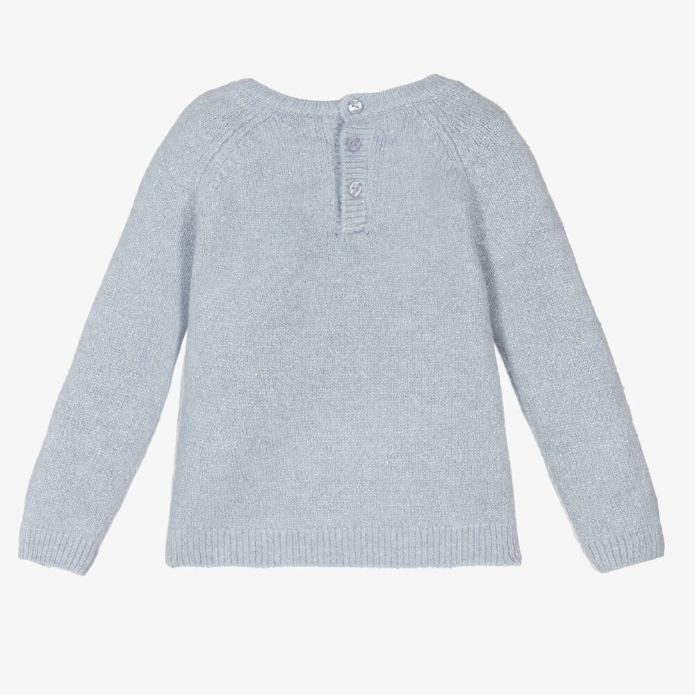 iDO Baby-Girls Blue Knitted Sweater | Childrensalon Outlet