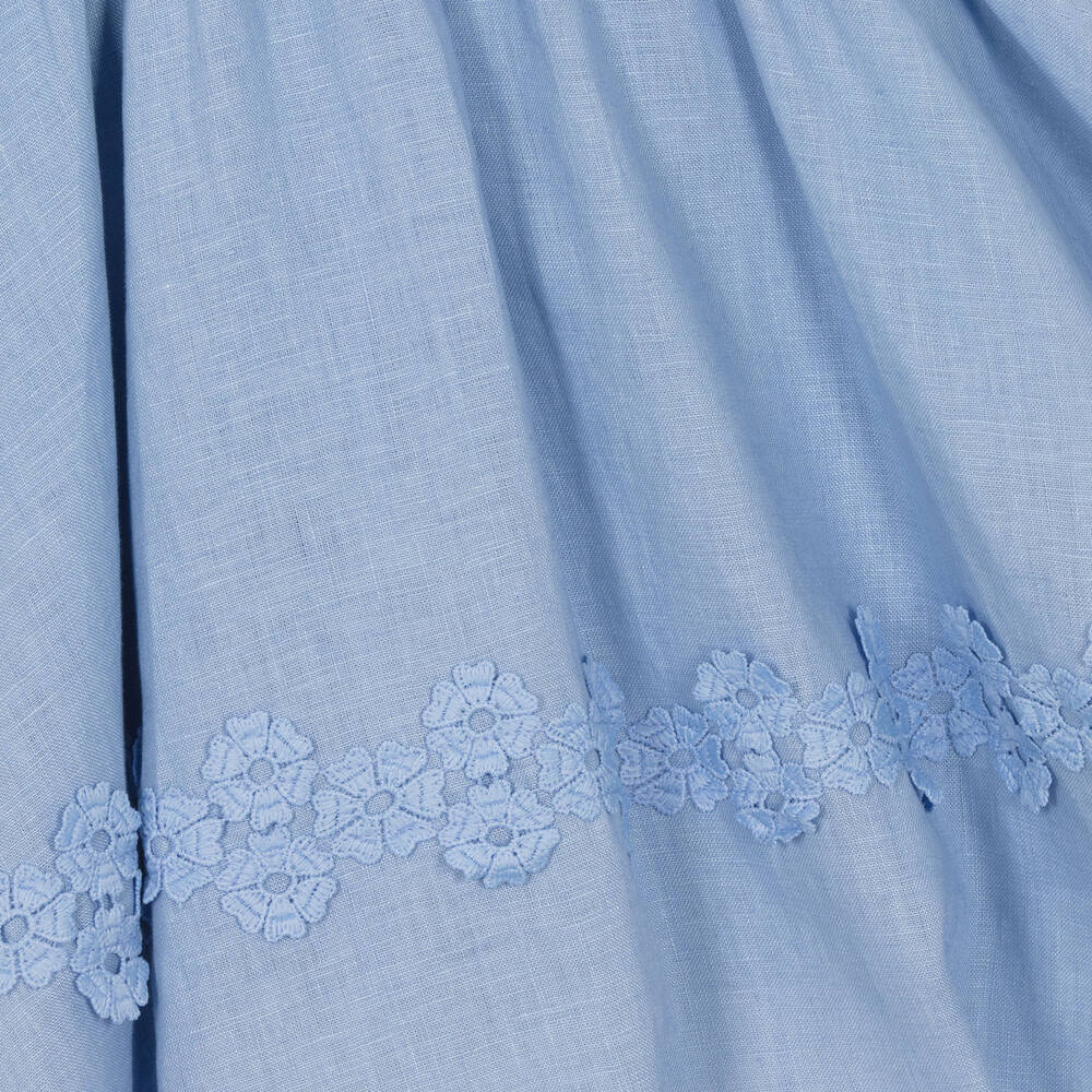 iDO Baby-Girls Blue Linen Flower Dress | Childrensalon Outlet