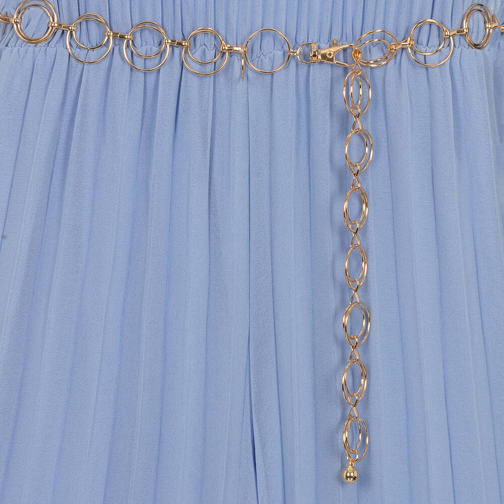 iDO Junior-Girls Blue Pleated Jumpsuit  | Childrensalon Outlet