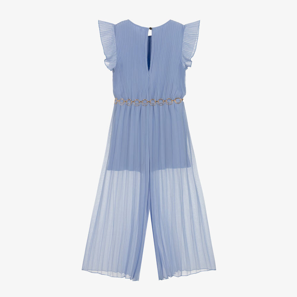 iDO Junior-Girls Blue Pleated Jumpsuit  | Childrensalon Outlet